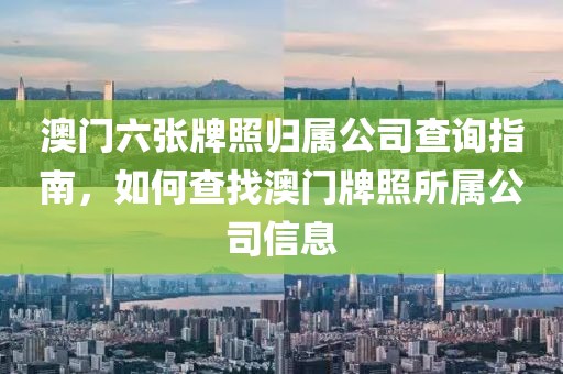 澳门六张牌照归属公司查询指南，如何查找澳门牌照所属公司信息