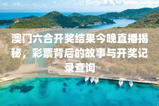 澳门六合开奖结果今晚直播揭秘，彩票背后的故事与开奖记录查询