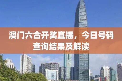 澳门六合开奖直播，今日号码查询结果及解读