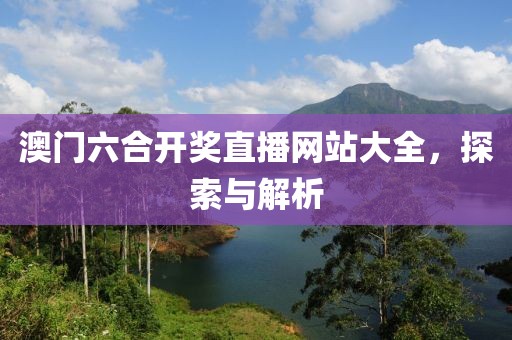 澳门六合开奖直播网站大全，探索与解析