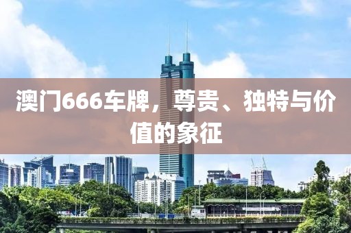澳门666车牌，尊贵、独特与价值的象征