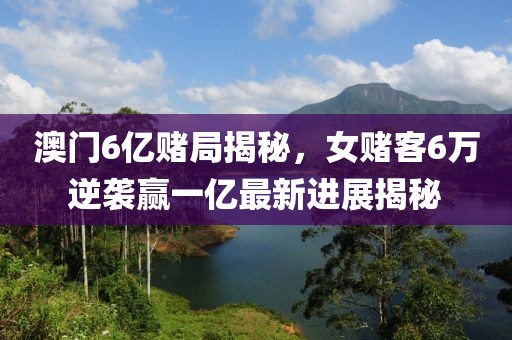 澳门6亿赌局揭秘，女赌客6万逆袭赢一亿最新进展揭秘