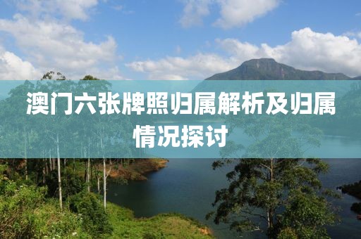 澳门六张牌照归属解析及归属情况探讨