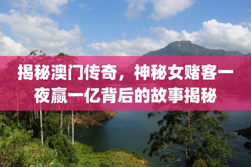揭秘澳门传奇，神秘女赌客一夜赢一亿背后的故事揭秘