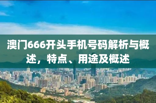澳门666开头手机号码解析与概述，特点、用途及概述