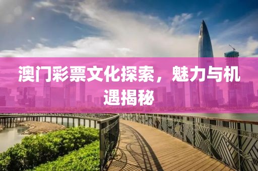 澳门彩票文化探索，魅力与机遇揭秘