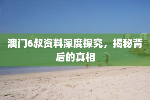 澳门6叔资料深度探究，揭秘背后的真相